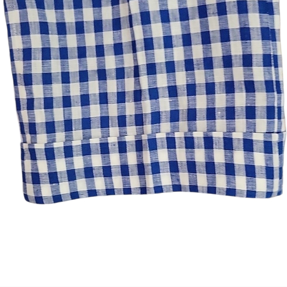 J. Crew Linen Petite Blue Gingham Pants Size 4P - Picture 10 of 11